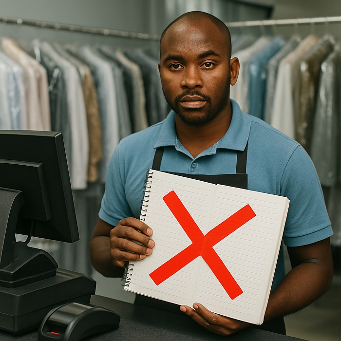 Employé et cahier manuel